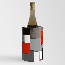 Red Gray Black Modern Geometric Graphic Design  Wine Chiller