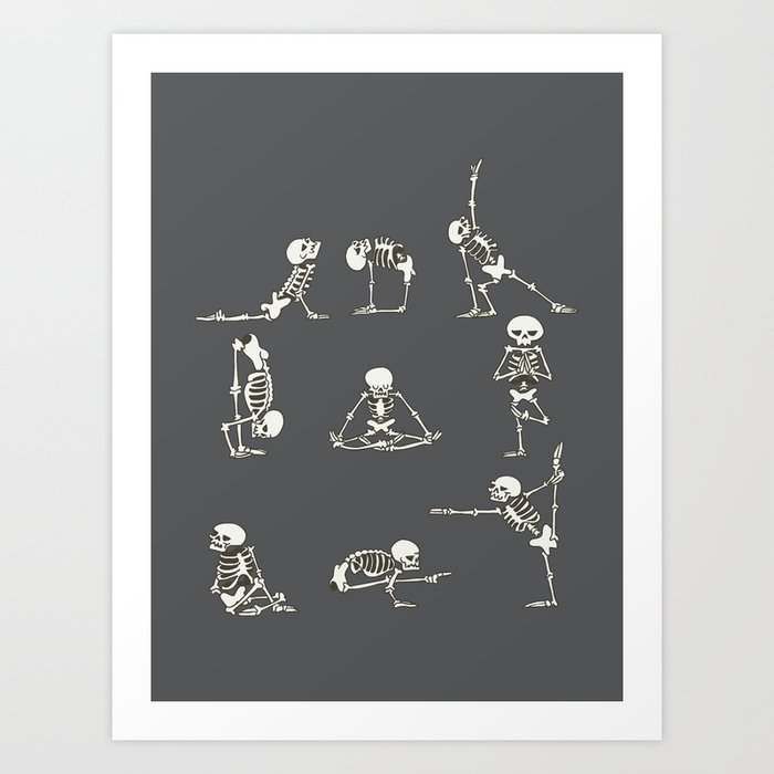 Skeleton Yoga_Gray Art Print