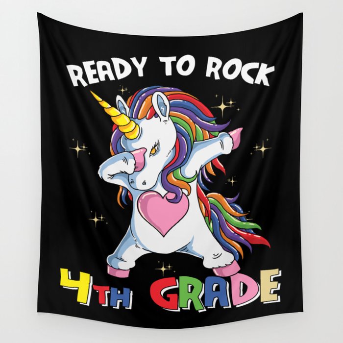 Ready To Rock 4th Grade Dabbing Unicorn Wall Tapestry