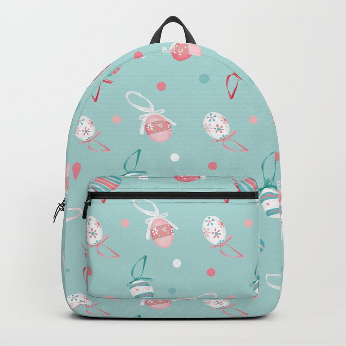 Happy easter egg pattern in mint green Backpack
