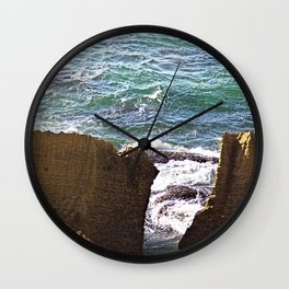 Sea Waves Cliffs Rocks Seascape Wall Clock