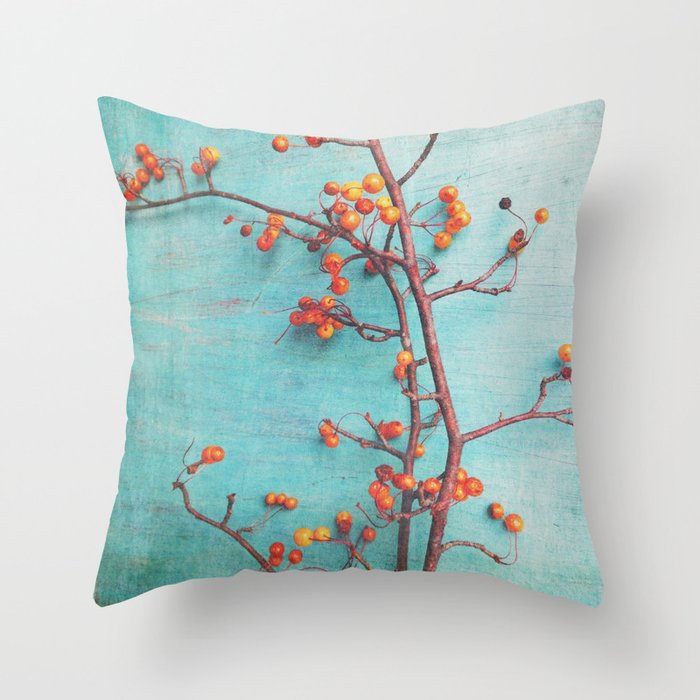 She Hung Her Dreams on Branches - autumn botanical still life photo cottage decor Throw Pillow