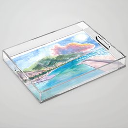 Maiori Port on Amalfi Coast with Clouds and Blu Med Acrylic Tray