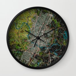 Austin Texas old vintage colorful map, original gift for office decoration Wall Clock