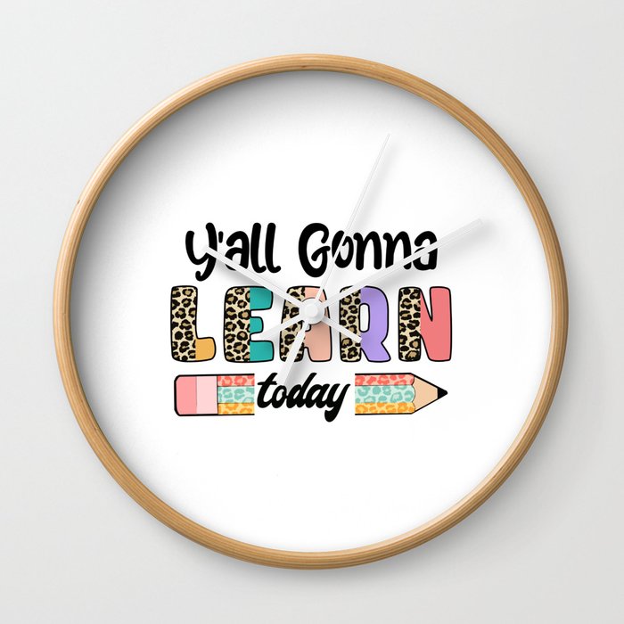 Colorful Teacher learning quote leopard Wall Clock