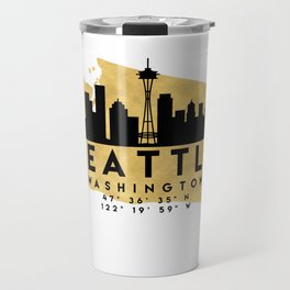 SEATTLE WASHINGTON SILHOUETTE SKYLINE MAP ART Travel Mug