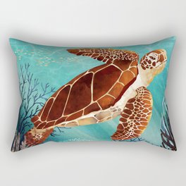 Metallic Sea Turtle Rectangular Pillow
