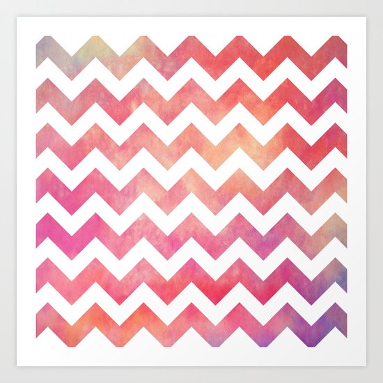 Watercolor Chevron. Art Print