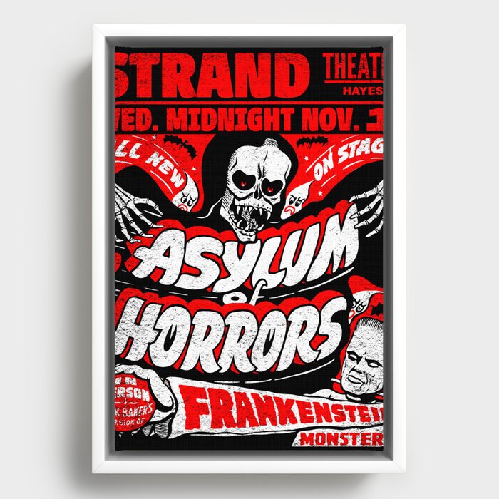 Asylum of Horrors vintage spook show poster recreation Framed Canvas