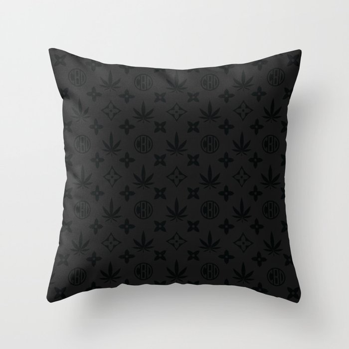 Dark Marijuana tile pattern. Digital Illustration background Throw Pillow