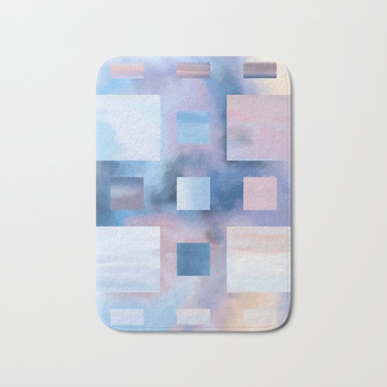 Pastel Squares (blue) Bath Mat