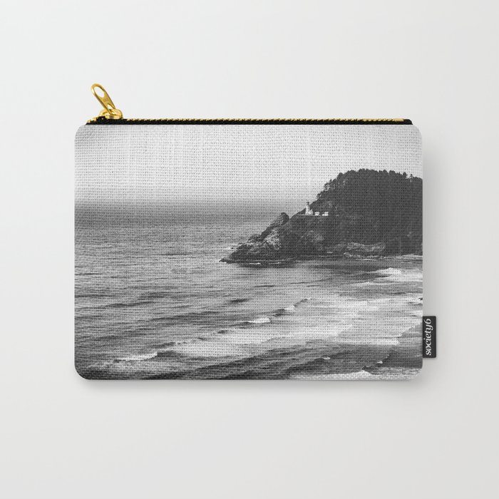 Pacific Northwest Grandeur - Heceda Lighthouse Black and White Carry-All Pouch
