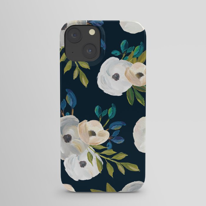 Midnight Florals - Blue & Cream iPhone Case