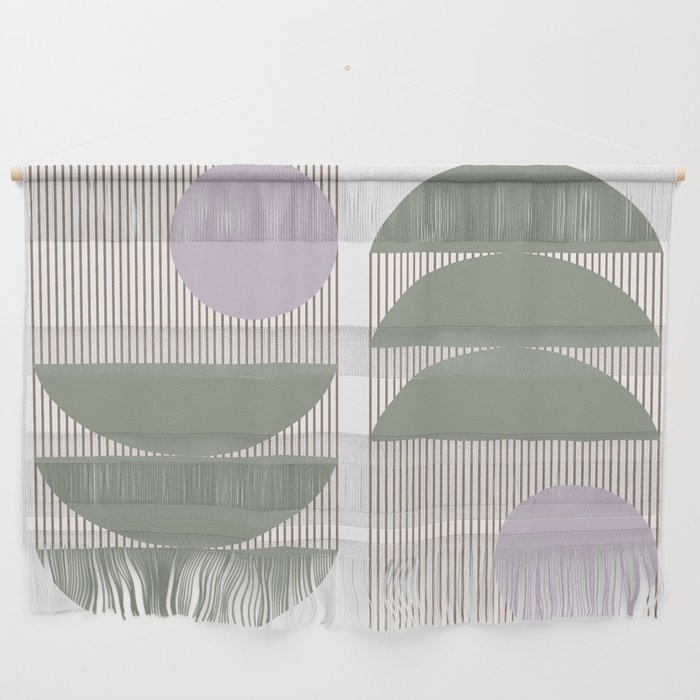 Lines and Shapes in Moss and Lilac Wall Hanging
