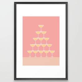Pink Champagne Tower Framed Art Print | Gin, Graphicdesign, Cocktail, Newyearseve, Rose, Illustration, Wine, Color, Bottle, Champagne 