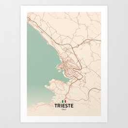 Trieste, Italy - Vintage City Map Art Print | City, Map, Vintagemap, Citymap, Cityposter, Flag, Italymap, Eu, Graphicdesign, Country 