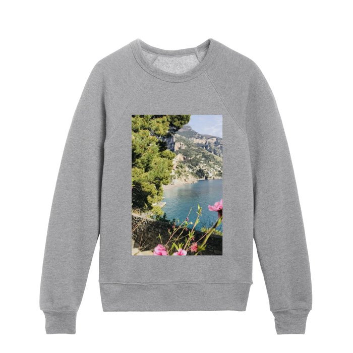 A wonderful path on the sea in Amalfi Coast - Paradise Pic  Kids Crewneck