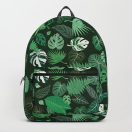 leaf toss (dark) Backpack | Pattern, Palm, Leaves, Monstera, Forest, Jungle, Fern, Graphicdesign, Tropical, Greenery 