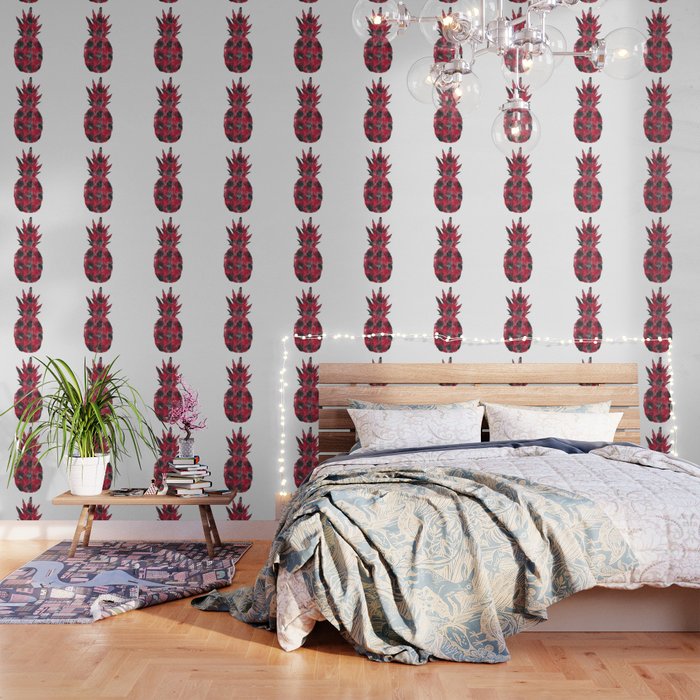 Aloha Buffalo Plaid Pineapple Distressed Wallpaper By Zippythread