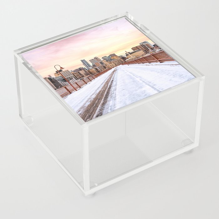 Sunset at the Stone Arch Bridge | Photography and Collage Acrylic Box