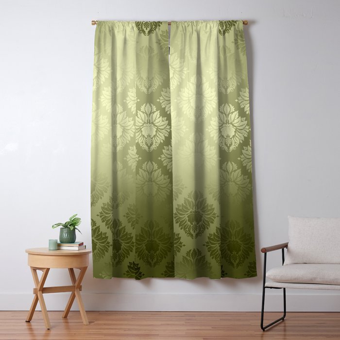 Olive Damask Pattern Blackout Curtain By Marcanton Society6