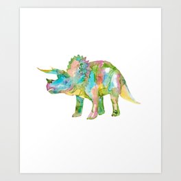 Triceratops dinosaur painting  Art Print