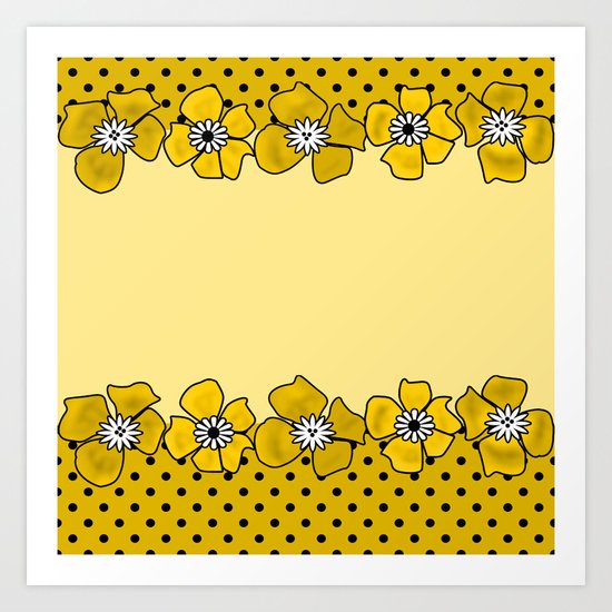 Yellow floral pattern . Art Print