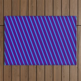 [ Thumbnail: Indigo and Blue Colored Lines/Stripes Pattern Outdoor Rug ]