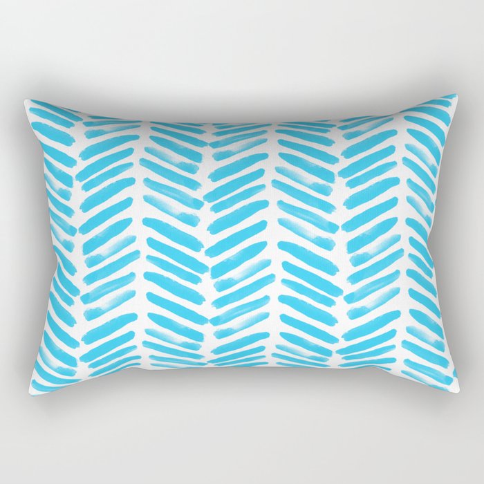 Simple Teal and white handrawn chevron - horizontal - for your summer Rectangular Pillow