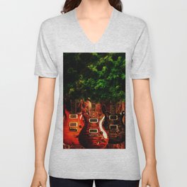 Tree Guitar V Neck T Shirt