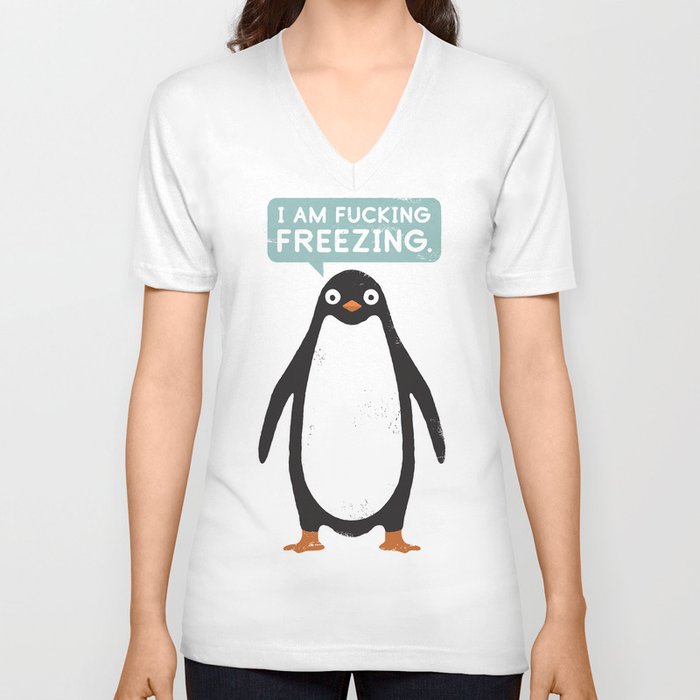 Talking Penguin V Neck T Shirt