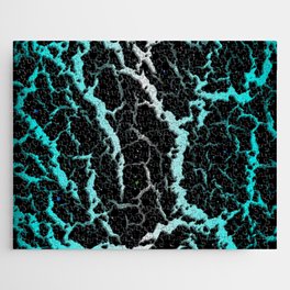 Cracked Space Lava - Cyan/White Jigsaw Puzzle