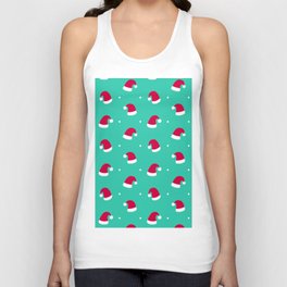 Christmas Pattern Red Turquoise Hat Unisex Tank Top