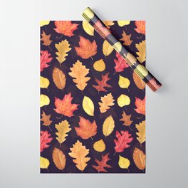 Autumn Leaves - dark plum Wrapping Paper