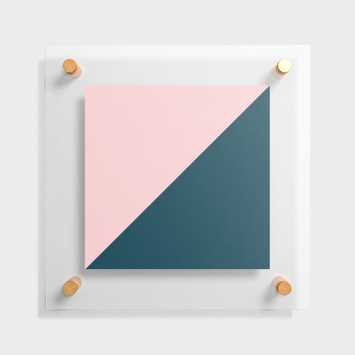 Pink and Blue Minimalist Abstract Geometric Triangles Floating Acrylic Print