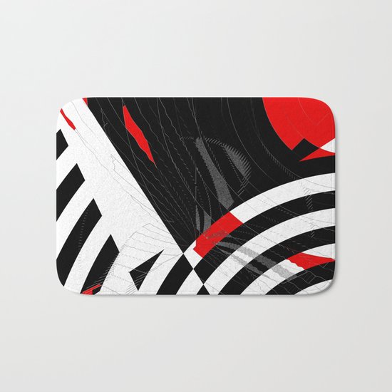 black and white meets red Version 8 Bath Mat