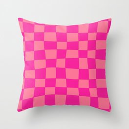Hand Drawn Checkerboard Pattern (hot pink/magenta) Throw Pillow