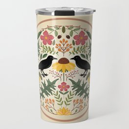 Crows, Wild Roses, Thistles And Sunflowers Travel Mug