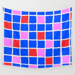 70s Retro Chequered Grid Tiles Wall Tapestry