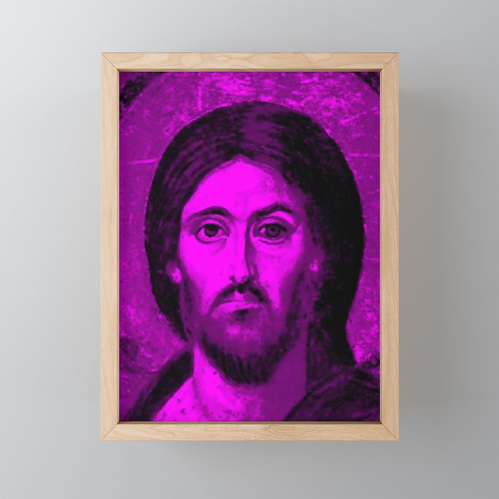 Jesus Icon Purple Framed Mini Art Print