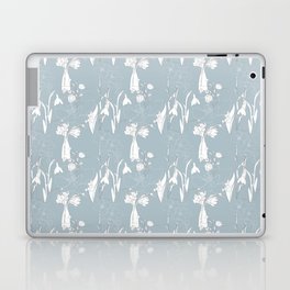 Blue Floral Line Art Pattern Laptop Skin