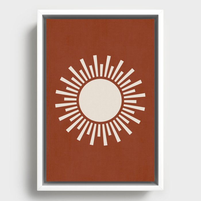 Abstract Boho Sun Minimalist Burnt-Orange Terracotta Framed Canvas