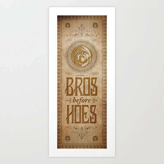 Super Mario Bros Before Hoes. Vintage Paper Banner. Art Print