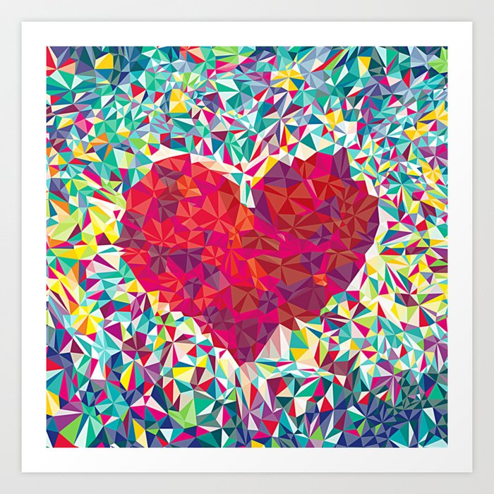 Colorful Love Abstract Pattern Red Heart Art Print By Or Studio Society6