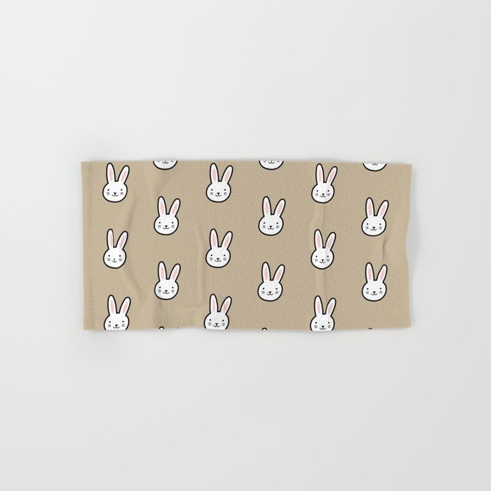 Cute Bunny Pattern (Tan) Hand & Bath Towel