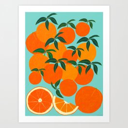 Orange Harvest - Blue Art Print
