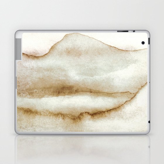 Mountains And Lake In Water Color Brown Laptop & iPad Skin
