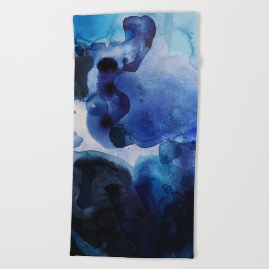 Indigo watercolor Beach Towel