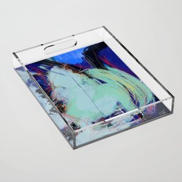 Abstract Expressionism Blue Pastel Vector Art  Acrylic Tray
