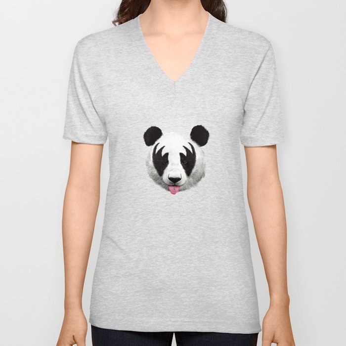 Kiss of a panda V Neck T Shirt
